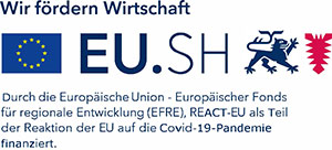 Wir fördern Wirtschaft – EU.SH: Durch die Europäische Union – Europäischer Fonds für regionale Entwicklung (EFRE), REACT-EU als Teil der Reaktion der EU auf die Covid-19-Pandemie finanziert.